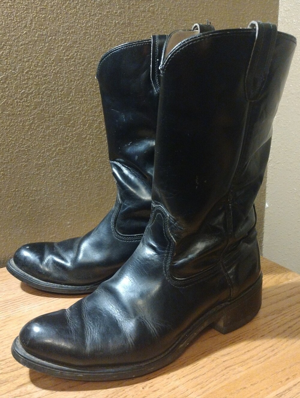 VTG '80s ACME Men's 10.5 Black Made in USA Western Boots 9080 Vulcan Neoprene